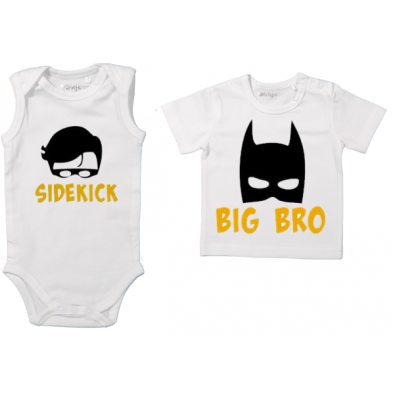 T-shirt + Rompertje "Big Bro + Sidekick" T-shirt + Rompertje "Big Bro + Sidekick"